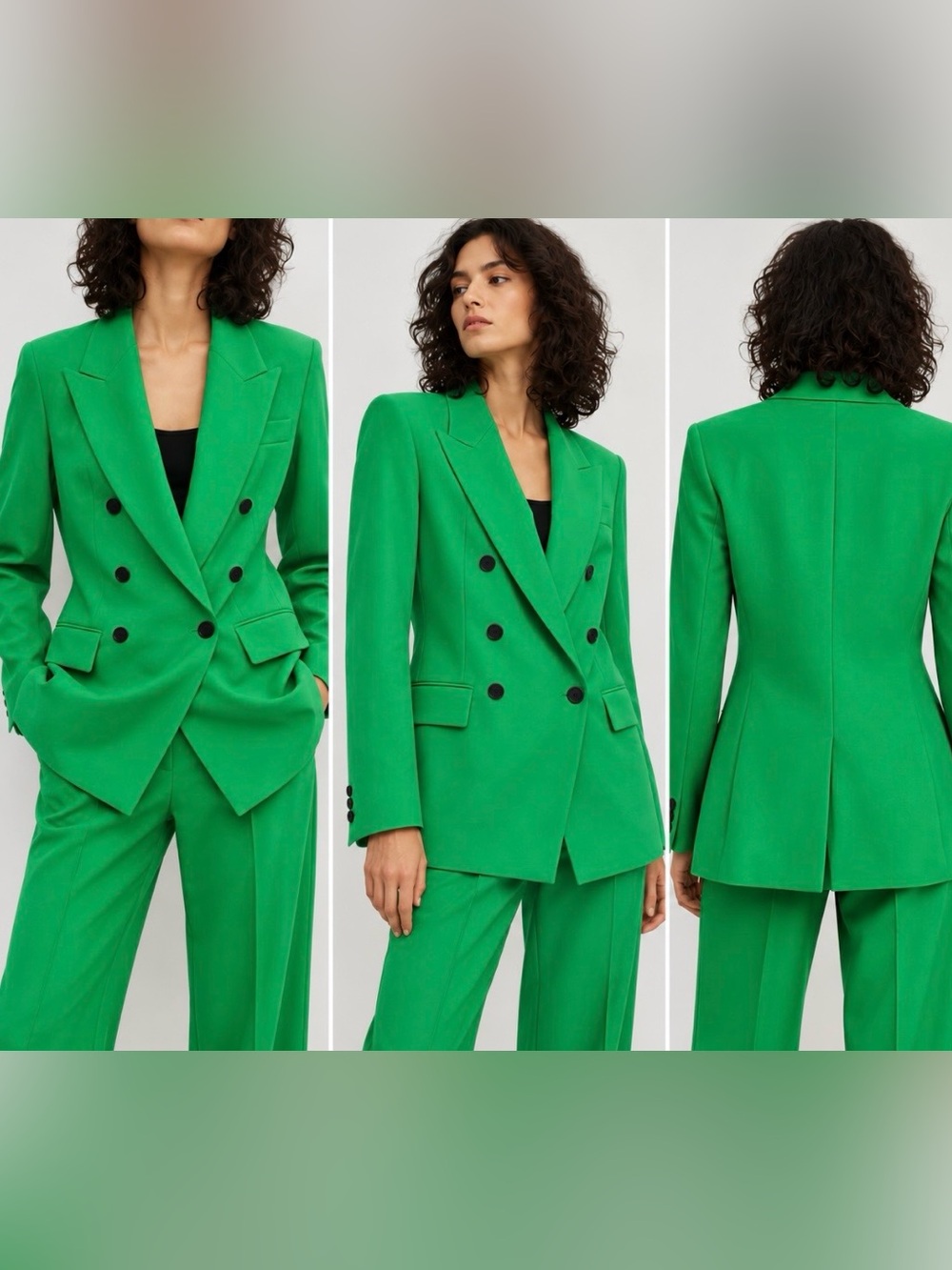 New Hugo Boss double-breasted relaxed fit women green blazer or jacket size 32